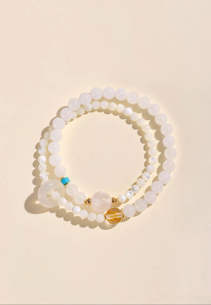 Metal Harmony Luminous White Agate Energy Loop