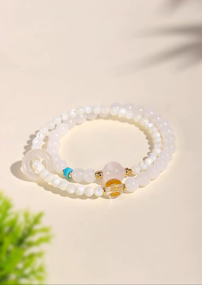 Metal Harmony Luminous White Agate Energy Loop